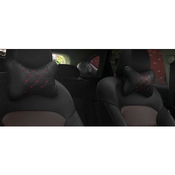 Poduszka na zagłówek komplet 2 szt czerwony/biały haft